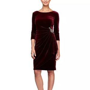 Embellished Velvet Evening Dress